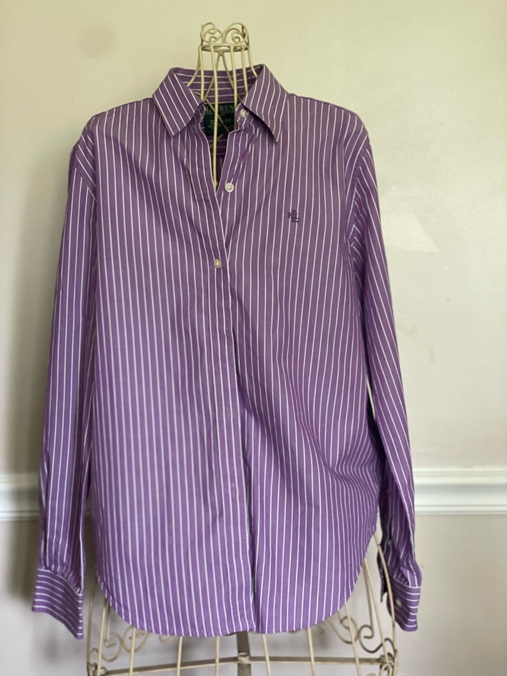 Ralph Lauren Purple and White Striped Dress Shirt